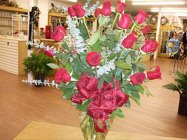 18 Red roses arrangement in a vase from Bunn Flowers & Gifts, local florist in Pittsburg, TX