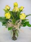 Half dozen yellow roses from Bunn Flowers & Gifts, local florist in Pittsburg, TX