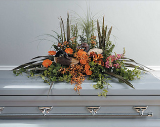 Casket spray with outdoor theme  from Bunn Flowers & Gifts, local florist in Pittsburg, TX