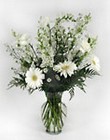 Mixed Vase Arrangement in White Fresh Flowers  from Bunn Flowers & Gifts, local florist in Pittsburg, TX