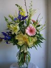 Mixed Vase Arrangement in Pastel Spring Colors from Bunn Flowers & Gifts, local florist in Pittsburg, TX