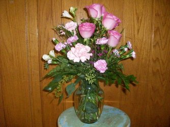 Pink roses and carnations from Bunn Flowers & Gifts, local florist in Pittsburg, TX