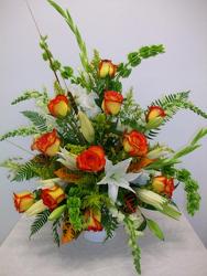 Elegant sympathy arrangement from Bunn Flowers & Gifts, local florist in Pittsburg, TX