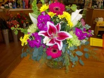 Mixed Vase Arrangement in Bright Spring Colors from Bunn Flowers & Gifts, local florist in Pittsburg, TX