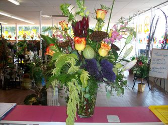 Mixed Vase Arrangement of Assorted Exotic Flowers from Bunn Flowers & Gifts, local florist in Pittsburg, TX