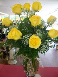 One Dozen Yellow Roses  from Bunn Flowers & Gifts, local florist in Pittsburg, TX